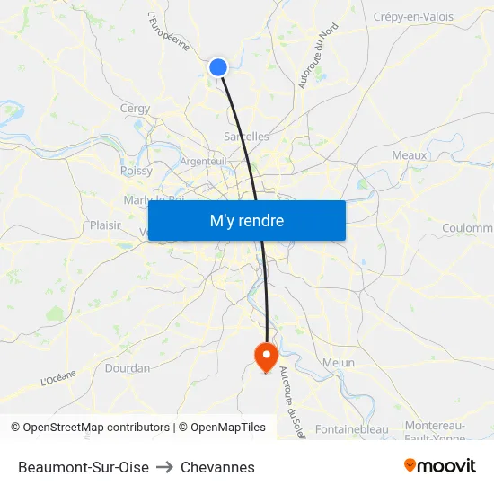 Beaumont-Sur-Oise to Chevannes map