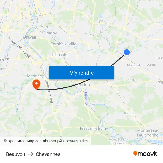 Beauvoir to Chevannes map