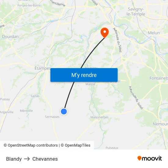 Blandy to Chevannes map