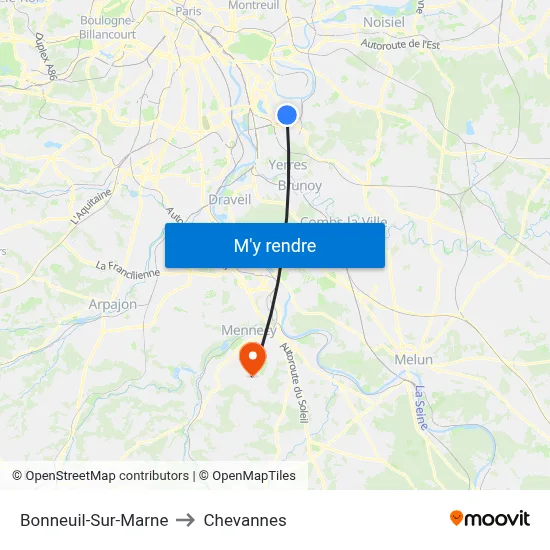 Bonneuil-Sur-Marne to Chevannes map
