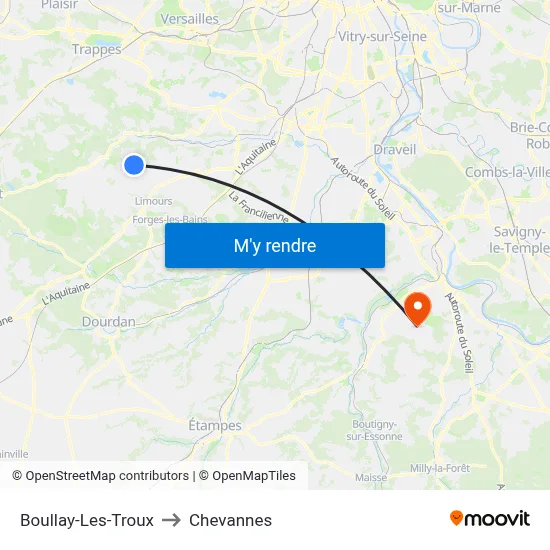 Boullay-Les-Troux to Chevannes map