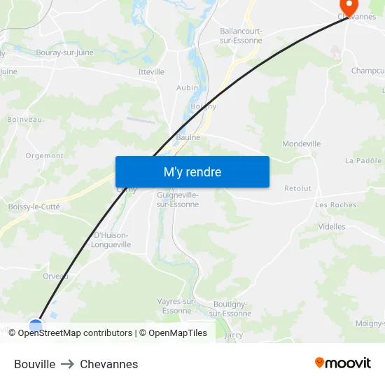 Bouville to Chevannes map