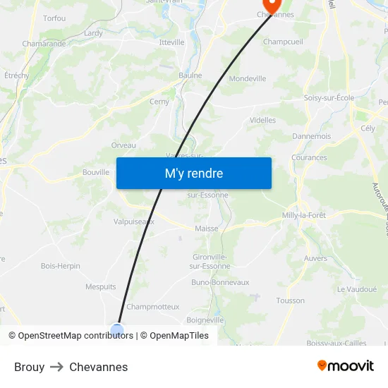 Brouy to Chevannes map