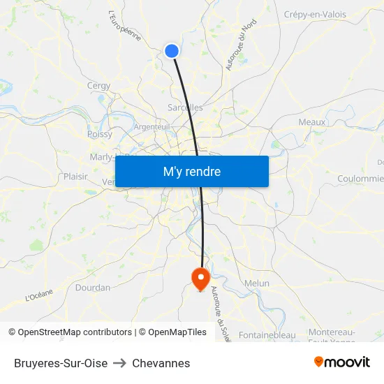 Bruyeres-Sur-Oise to Chevannes map