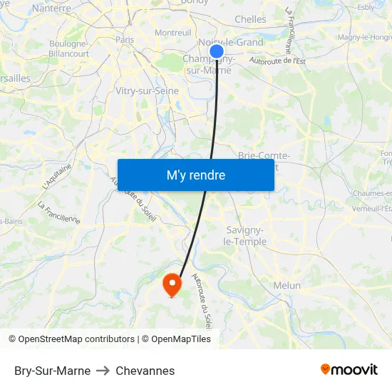 Bry-Sur-Marne to Chevannes map