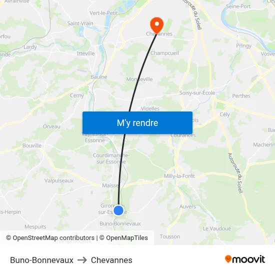 Buno-Bonnevaux to Chevannes map