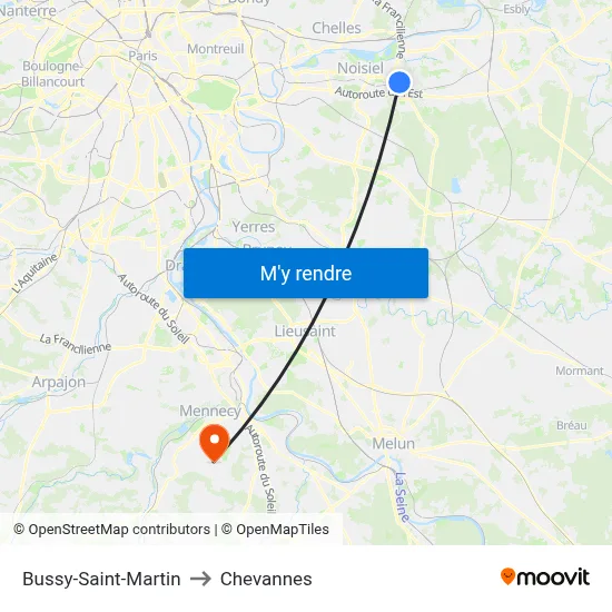 Bussy-Saint-Martin to Chevannes map
