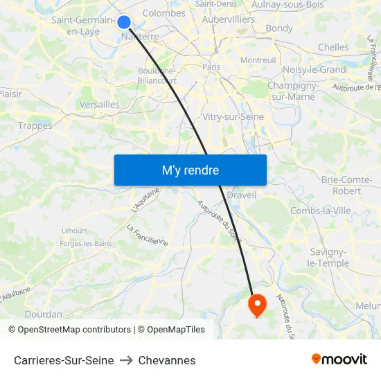 Carrieres-Sur-Seine to Chevannes map