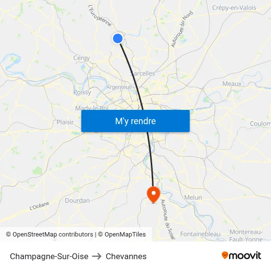 Champagne-Sur-Oise to Chevannes map