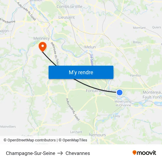 Champagne-Sur-Seine to Chevannes map