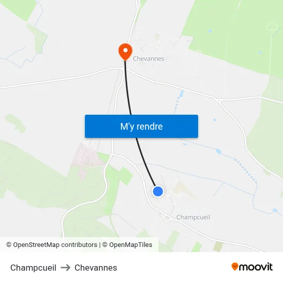 Champcueil to Chevannes map