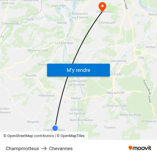 Champmotteux to Chevannes map