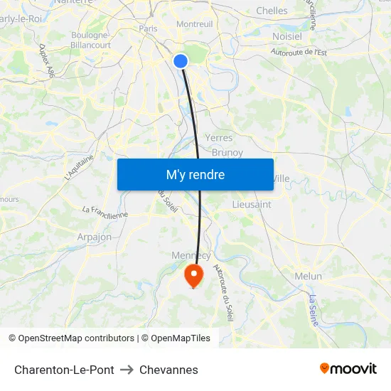Charenton-Le-Pont to Chevannes map