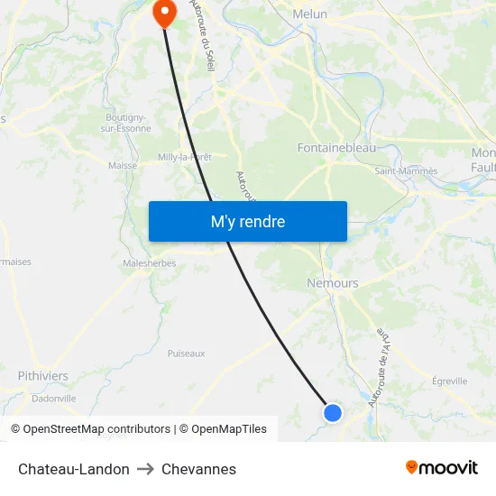 Chateau-Landon to Chevannes map