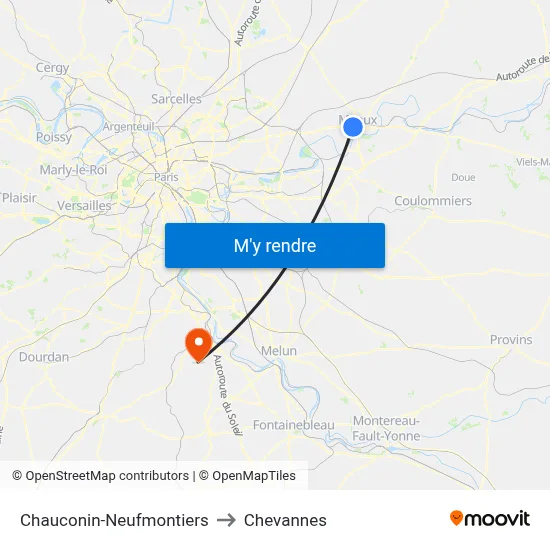 Chauconin-Neufmontiers to Chevannes map