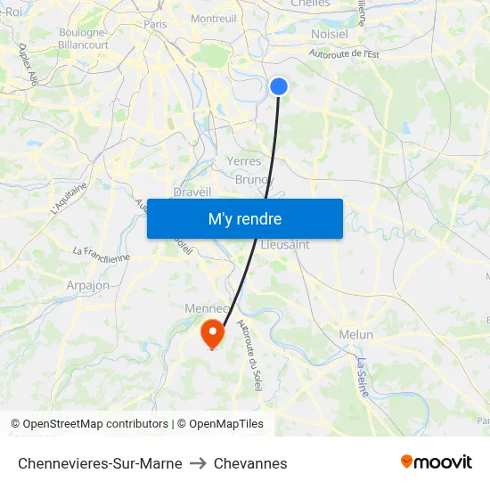 Chennevieres-Sur-Marne to Chevannes map