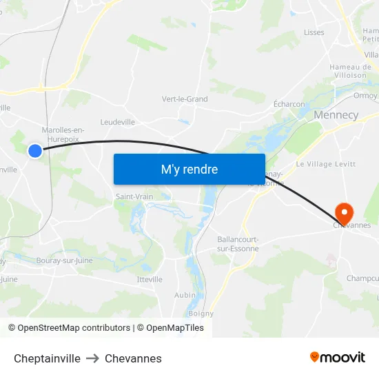 Cheptainville to Chevannes map