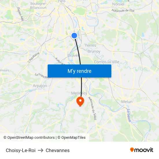 Choisy-Le-Roi to Chevannes map
