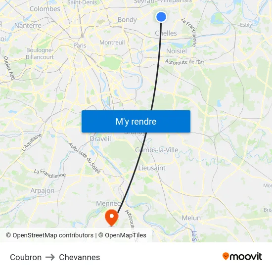 Coubron to Chevannes map