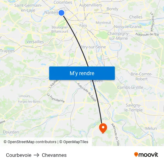 Courbevoie to Chevannes map