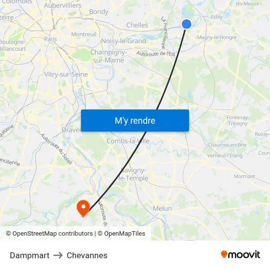 Dampmart to Chevannes map