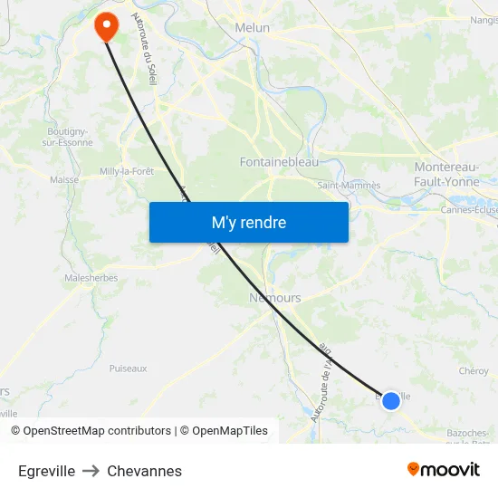 Egreville to Chevannes map