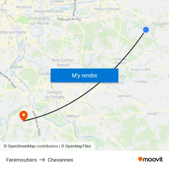 Faremoutiers to Chevannes map