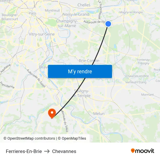 Ferrieres-En-Brie to Chevannes map