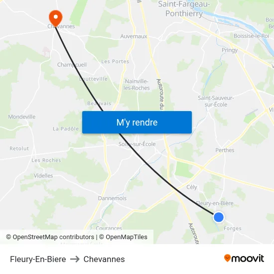 Fleury-En-Biere to Chevannes map
