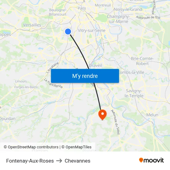 Fontenay-Aux-Roses to Chevannes map