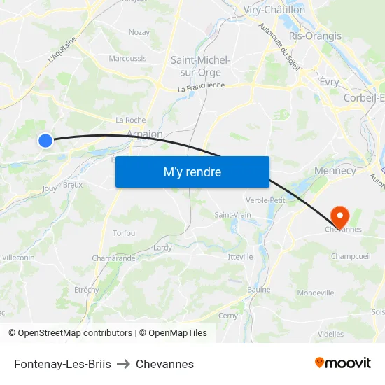 Fontenay-Les-Briis to Chevannes map