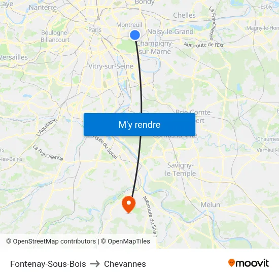 Fontenay-Sous-Bois to Chevannes map