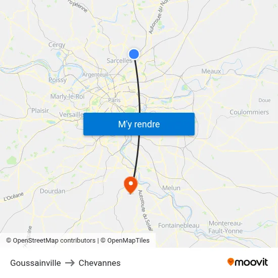 Goussainville to Chevannes map