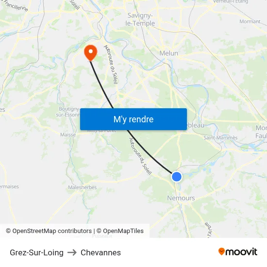 Grez-Sur-Loing to Chevannes map