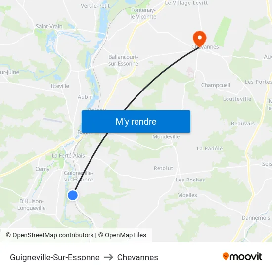 Guigneville-Sur-Essonne to Chevannes map