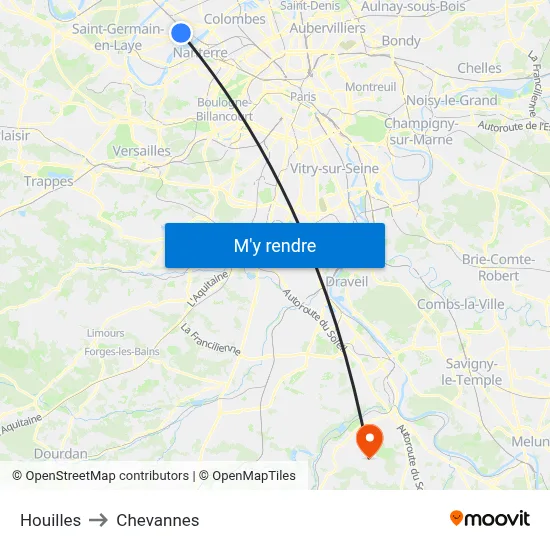 Houilles to Chevannes map
