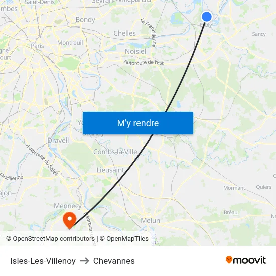 Isles-Les-Villenoy to Chevannes map