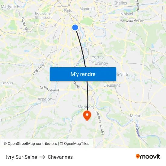 Ivry-Sur-Seine to Chevannes map
