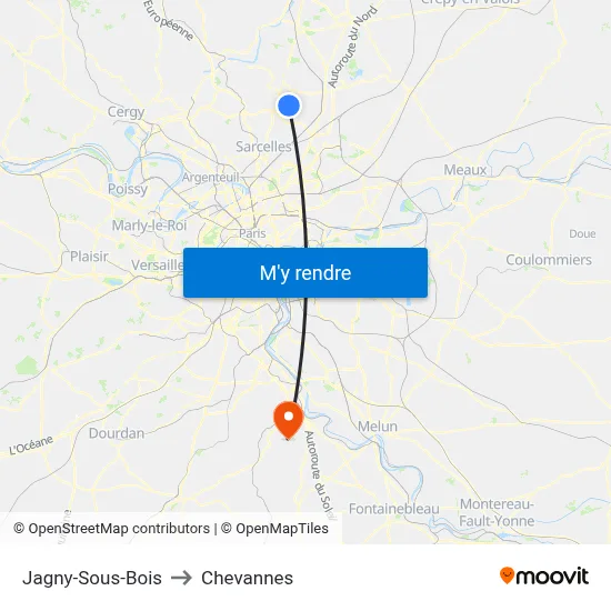 Jagny-Sous-Bois to Chevannes map