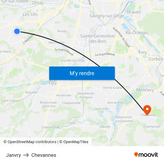 Janvry to Chevannes map