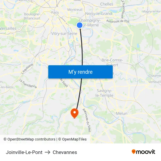 Joinville-Le-Pont to Chevannes map
