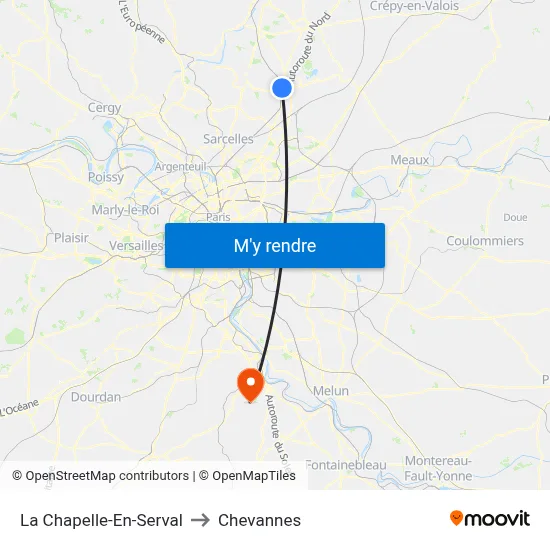 La Chapelle-En-Serval to Chevannes map