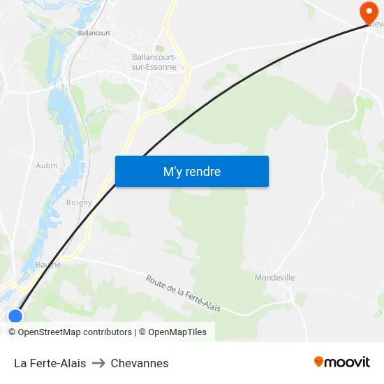 La Ferte-Alais to Chevannes map