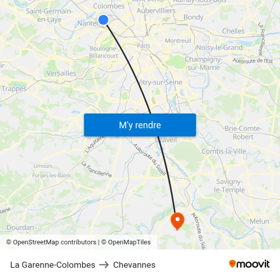 La Garenne-Colombes to Chevannes map