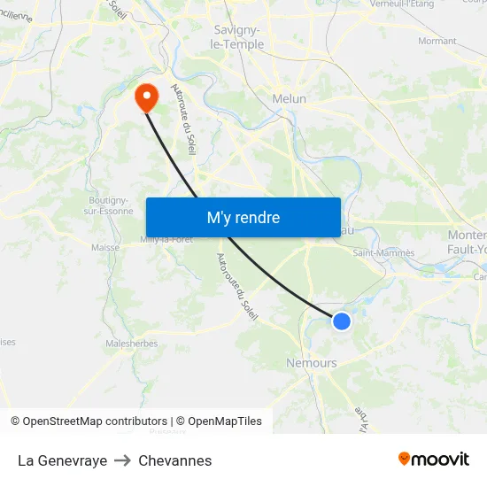 La Genevraye to Chevannes map