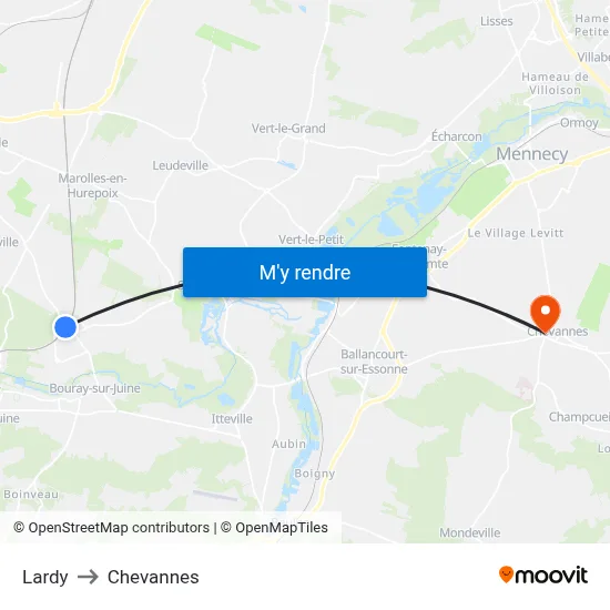 Lardy to Chevannes map