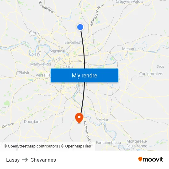 Lassy to Chevannes map