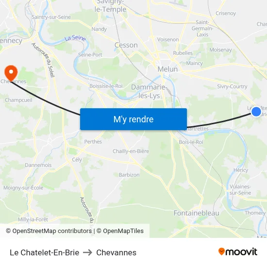 Le Chatelet-En-Brie to Chevannes map