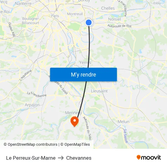 Le Perreux-Sur-Marne to Chevannes map