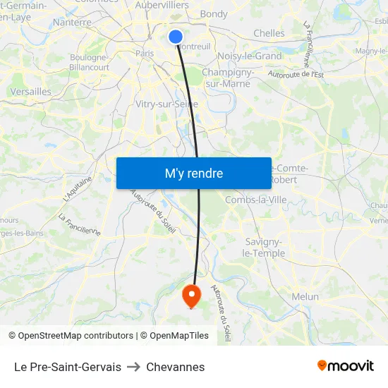 Le Pre-Saint-Gervais to Chevannes map